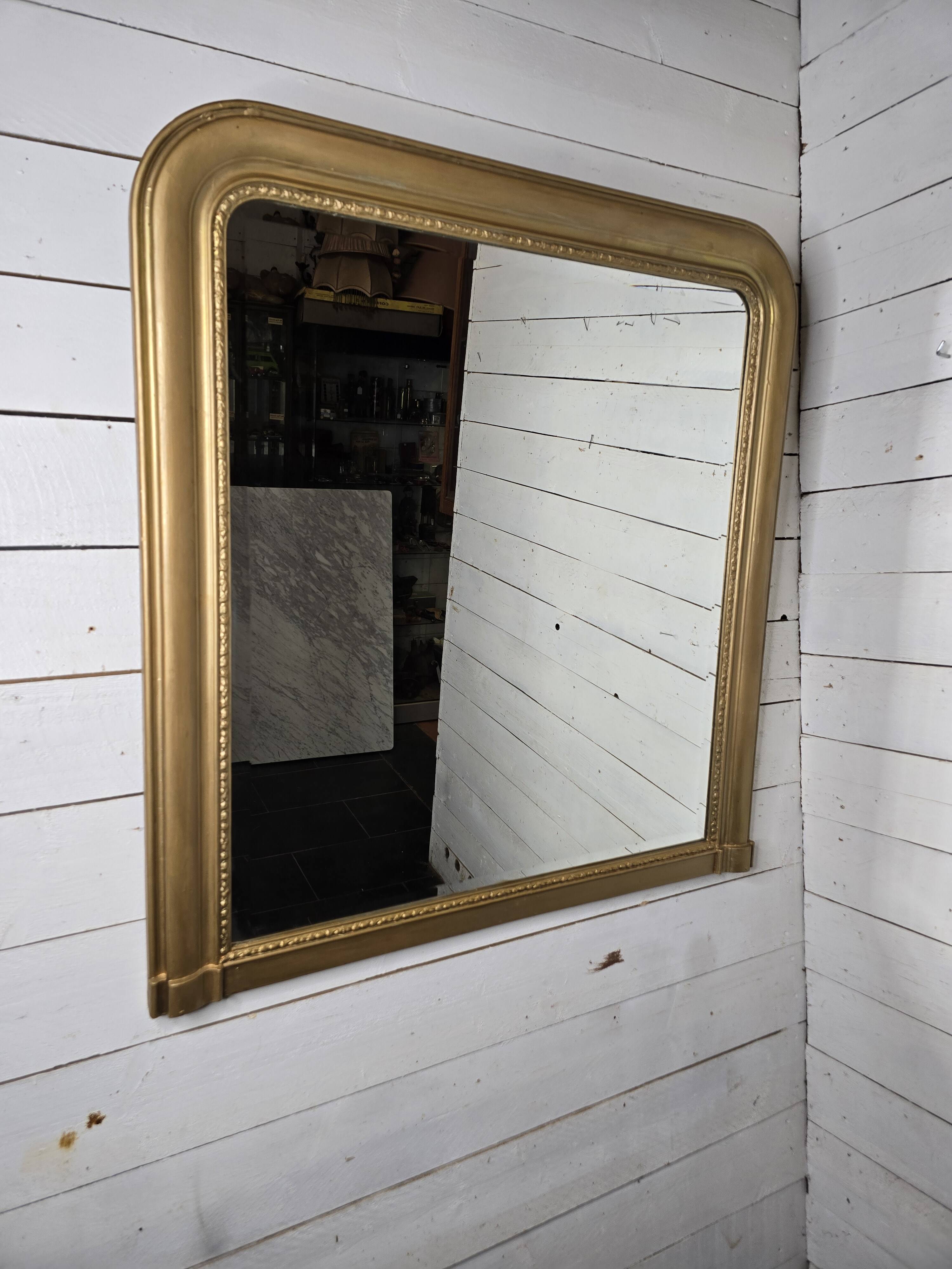 Old Louis Philippe style gilded mirror beveled mirror