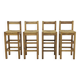 Tabourets de bar vintage en chêne et rotin, années 1970, lot de 4