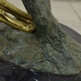 Panther table in bronze, brass and marble 1970