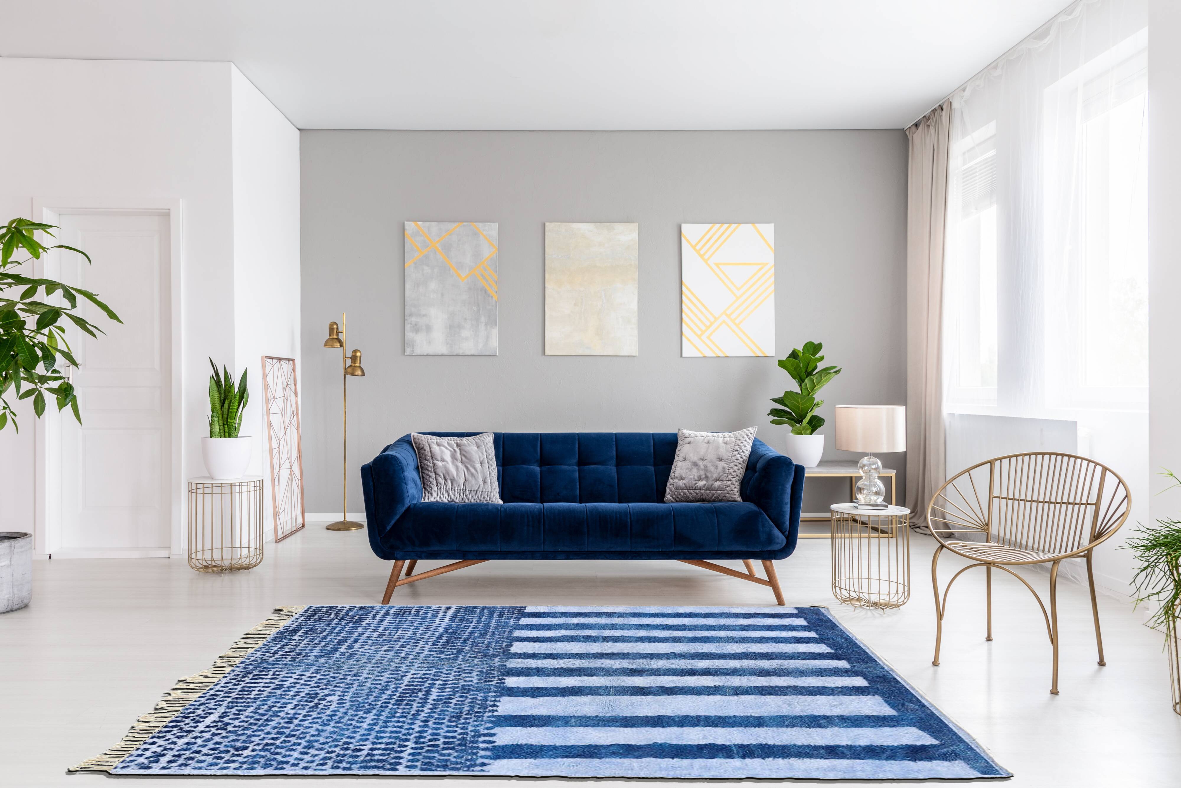 Modern Moroccan carpet blue contemporary art 280x370cm