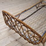 Vintage rattan basket sofa bed - 1950s