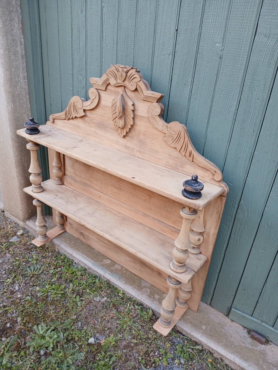 Antique carved wooden shelf