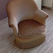 Beige velvet armchair with fringes, 1950-80