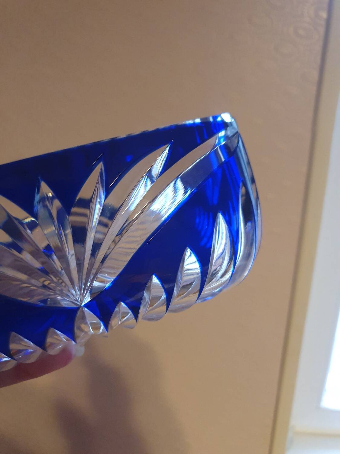 Vintage blue bohemian crystal pocket empty cup