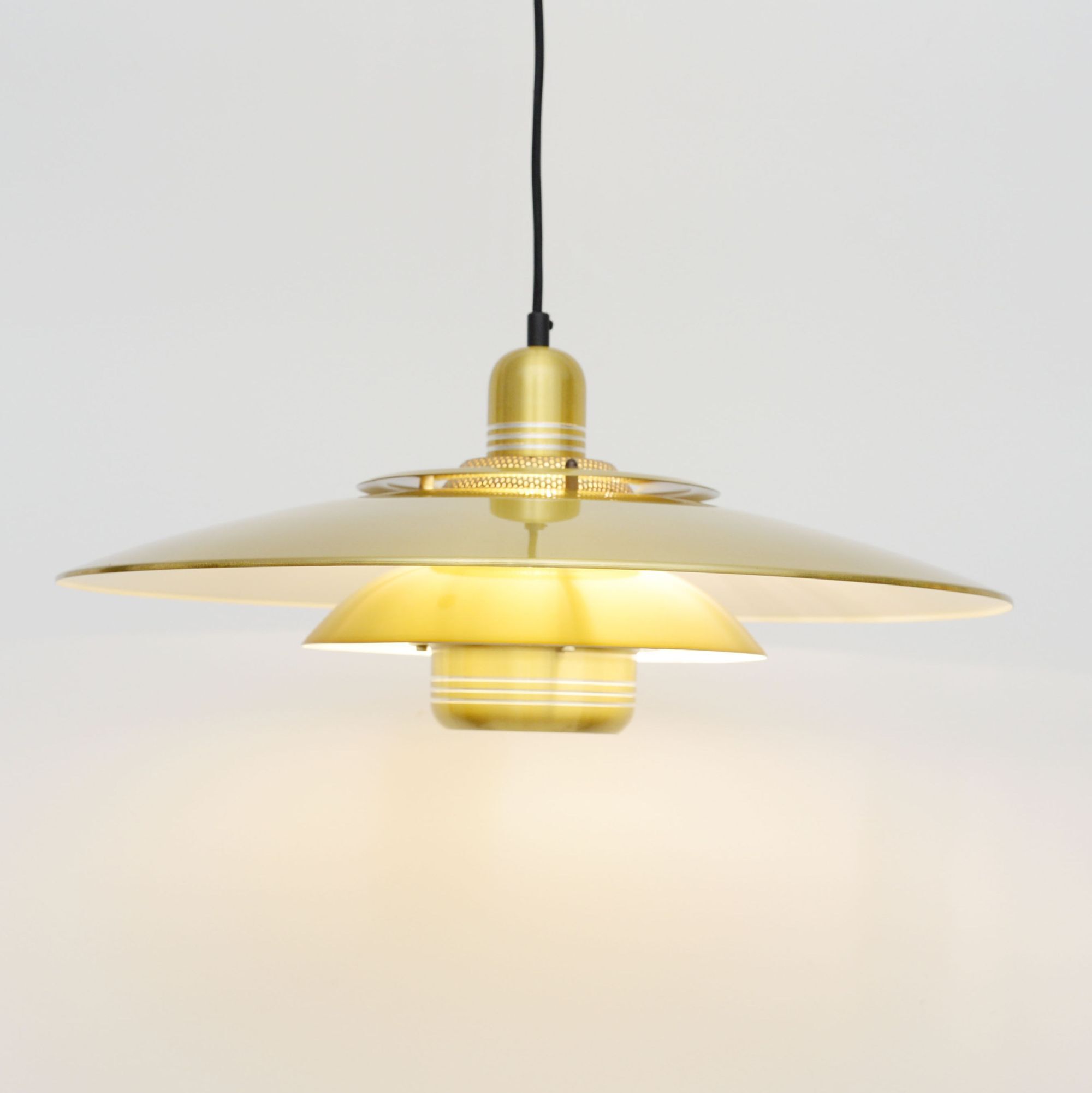 Vintage pendant lamp in golden brass, Denmark, 1970s