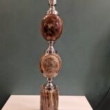 Large marble and chrome metal table lamp base from the 70s
