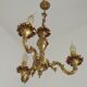 Quality Stamped Bronze French Mid-Century 3-Light Traditional Chandelier