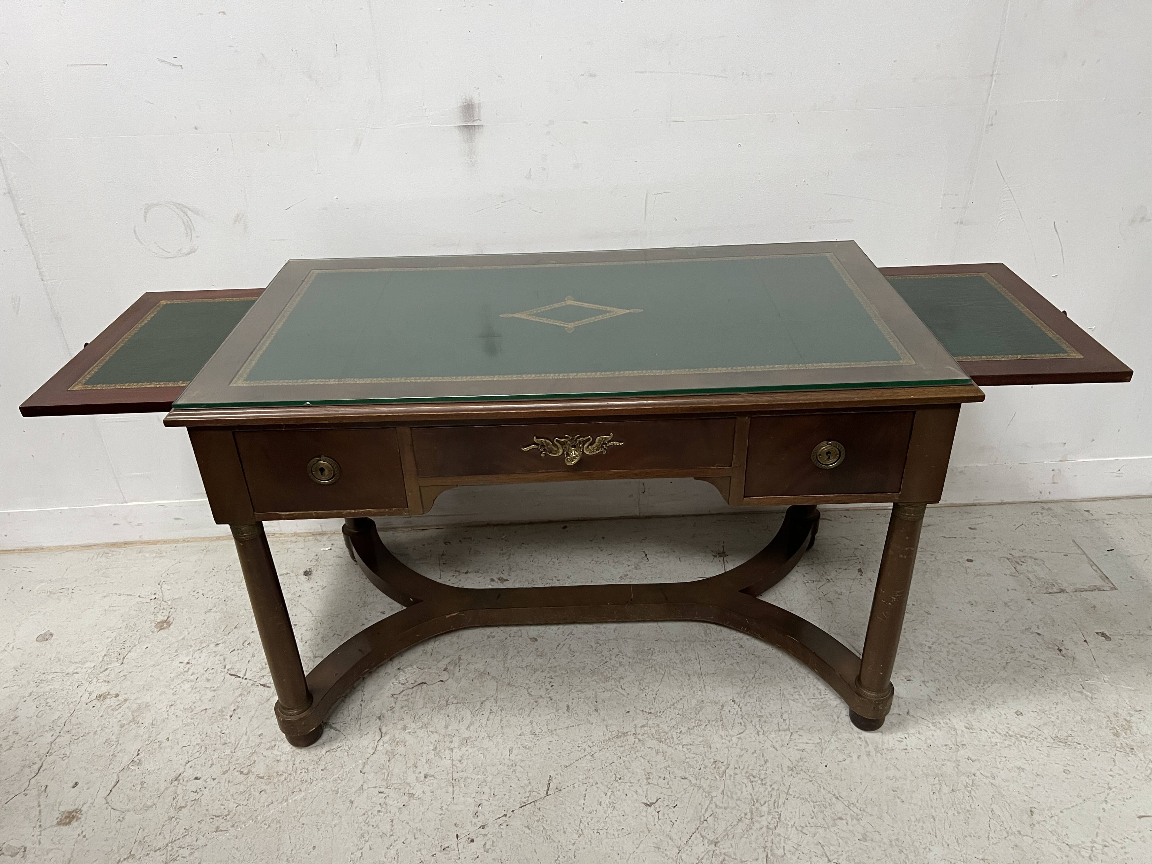 Empire style desk in mahogany and veneer, 20th century