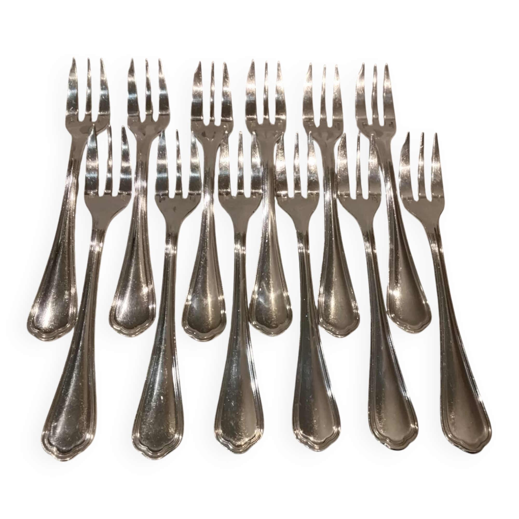 12 silver-plated cake forks by Christofle Spatours