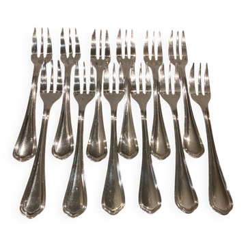 12 silver-plated cake forks by Christofle Spatours