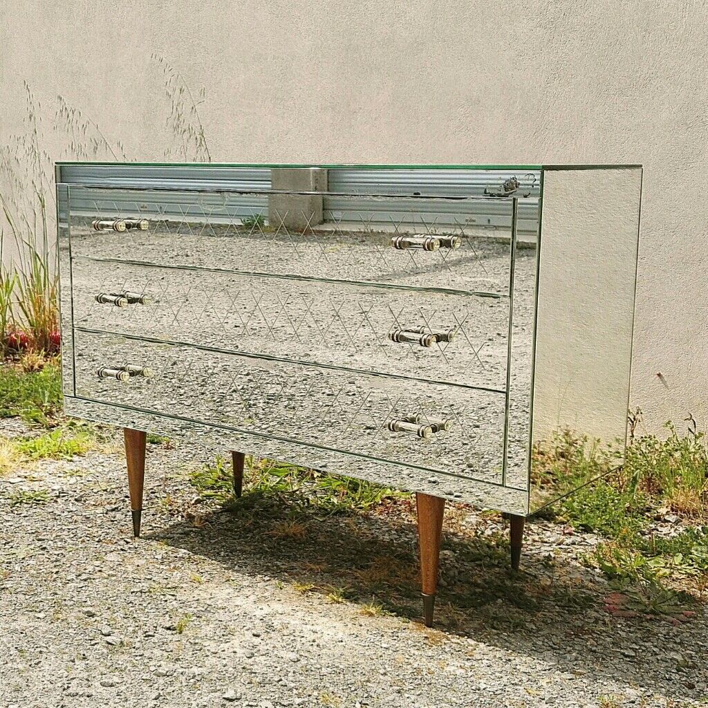 Mirror chest of drawers year 50 vintage art deco