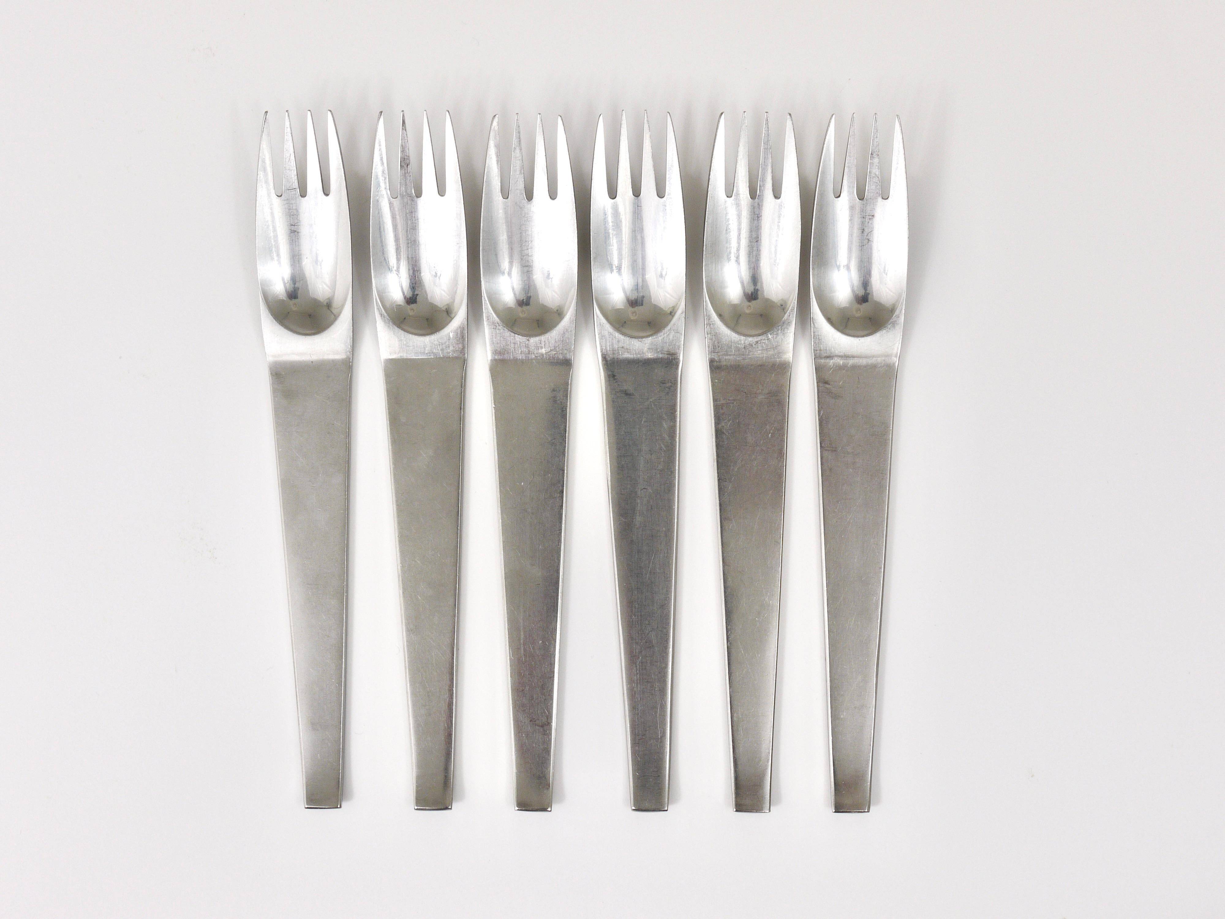 Carl Auböck 2060 Cutlery, 42 pcs., Complete for 6 People, Hammered Austria, 1950