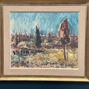 Huile sur toile originale suédoise – « Paysage » par Arvid Herbert