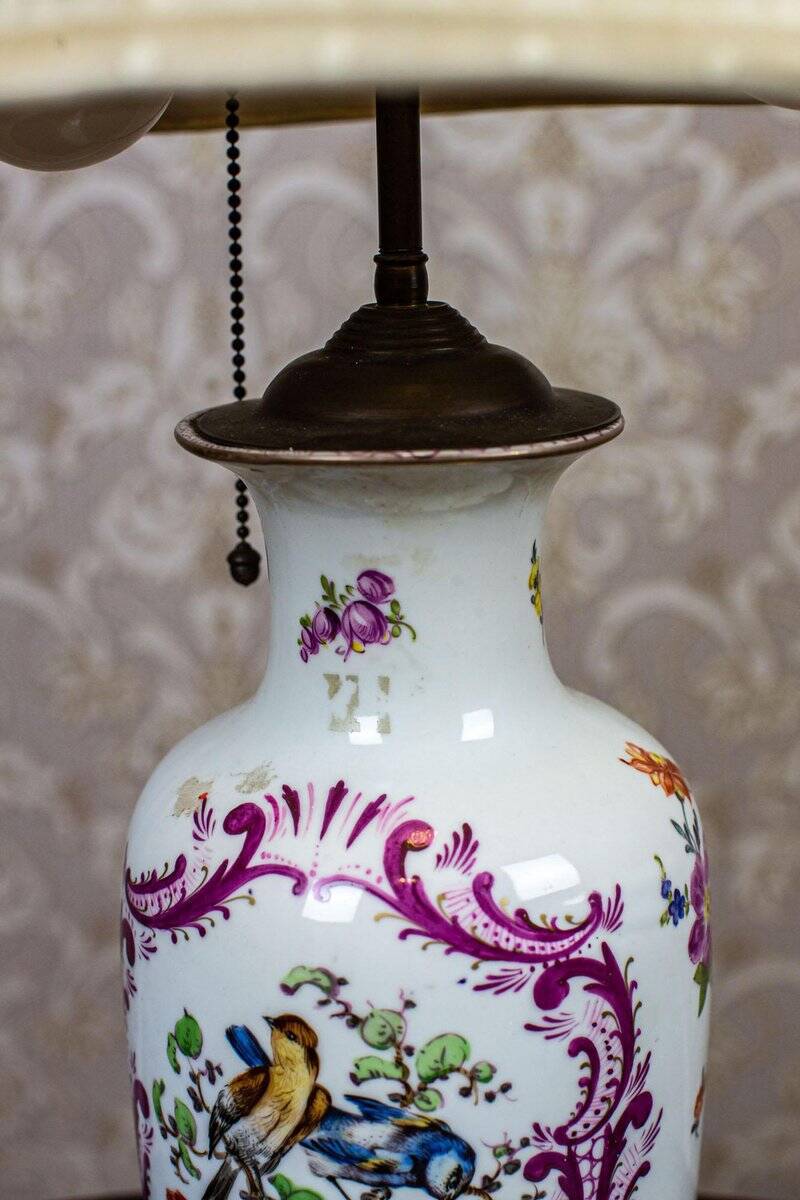 Vintage Electric Table Lamp with Decorative Ceramic Base, 1940s