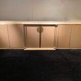 Lacquered, travertine and plexiglass sideboard, Belgo Chrom, 1970s