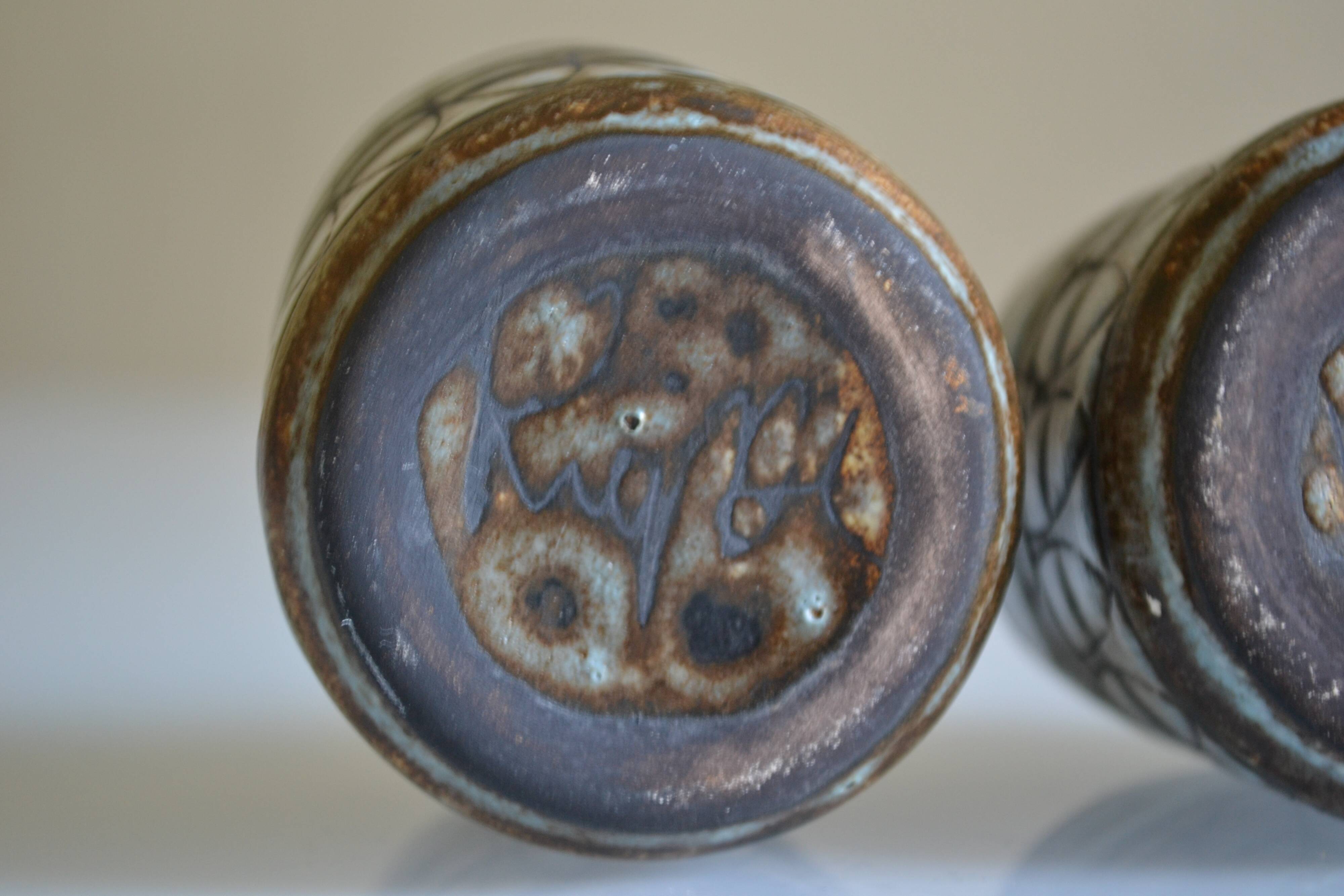 Set of 2 ceramic cups or mugs from the 1950s 1960s signed Rigal