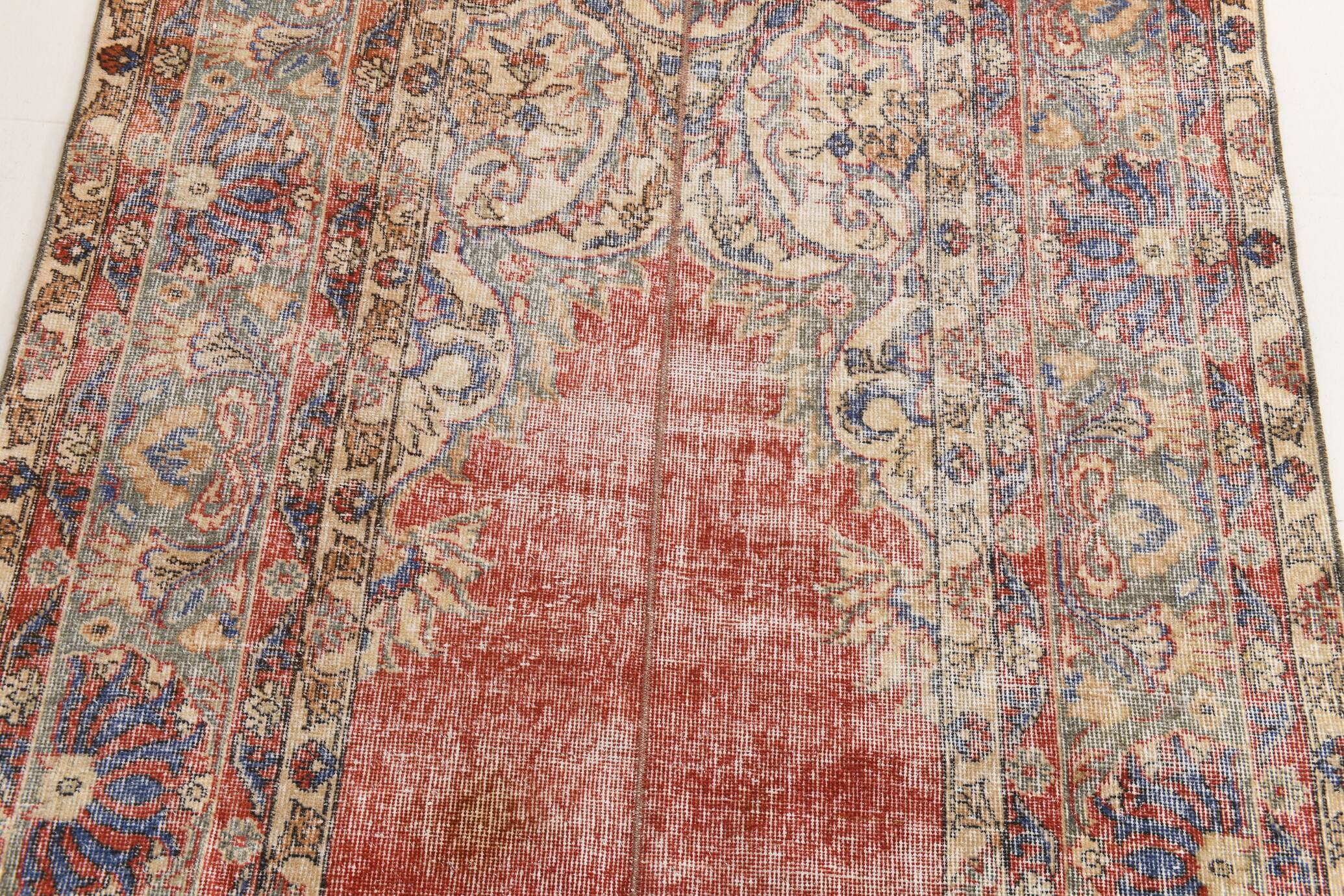 4x7 Red & Cream Vintage Area Rug 126x236Cm SK 17738