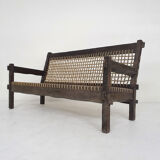 Solid oak and rope sofa, Netherlands 1960's