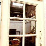 Door of passage has small mirror tiles solid fir patinated 20th century