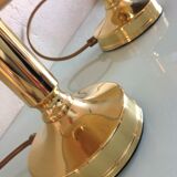 Pair of bedside lamps in golden metal and lampshade creme / vintage years 60-70