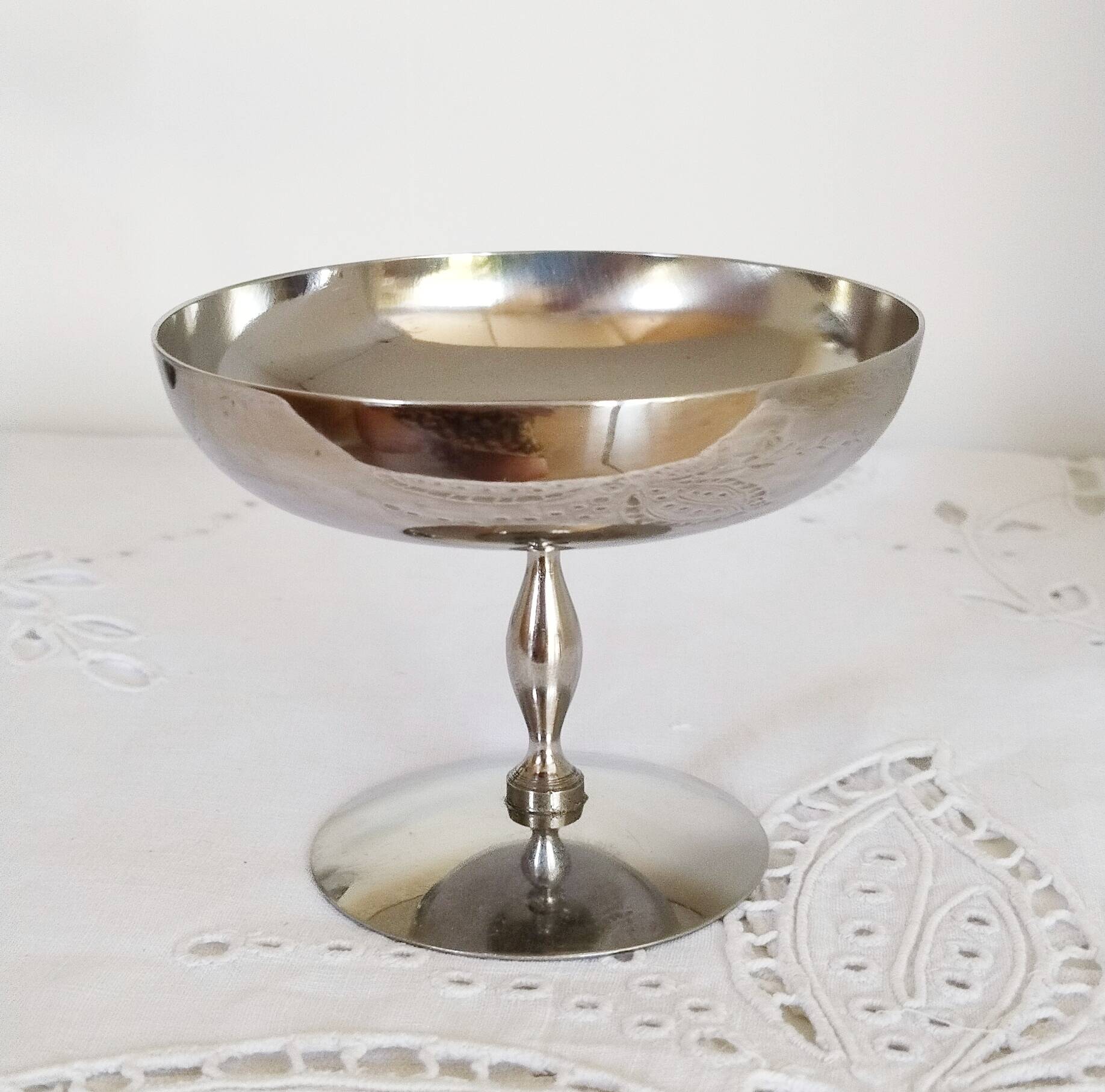 Set of 6 vintage ice cream cups on foot, in 18/10 stainless steel (ref 10)