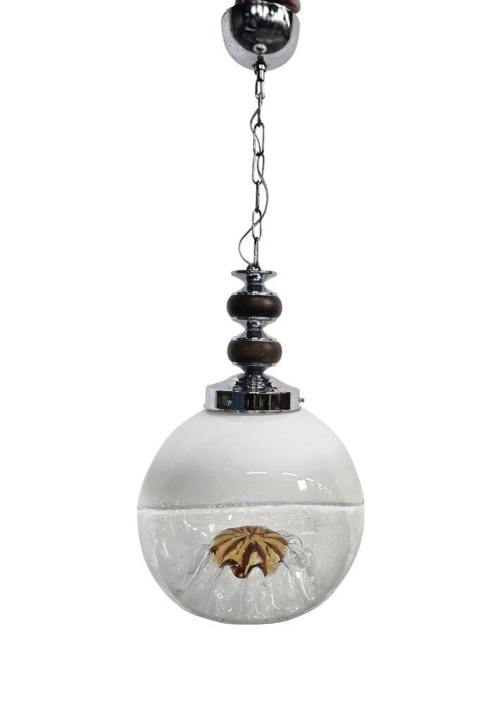 Vintage glass globe lamp / pendant lamp by Carlo Nason for Mazzega