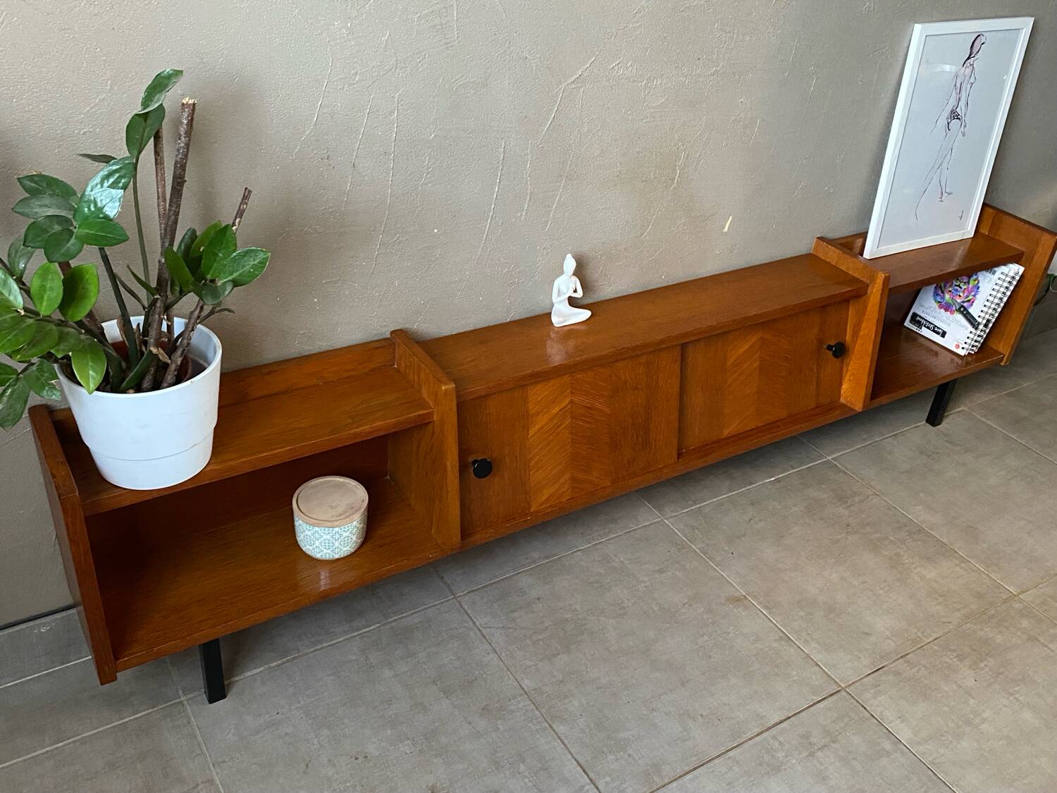 Vintage wooden sideboard from the 60s (shallow)