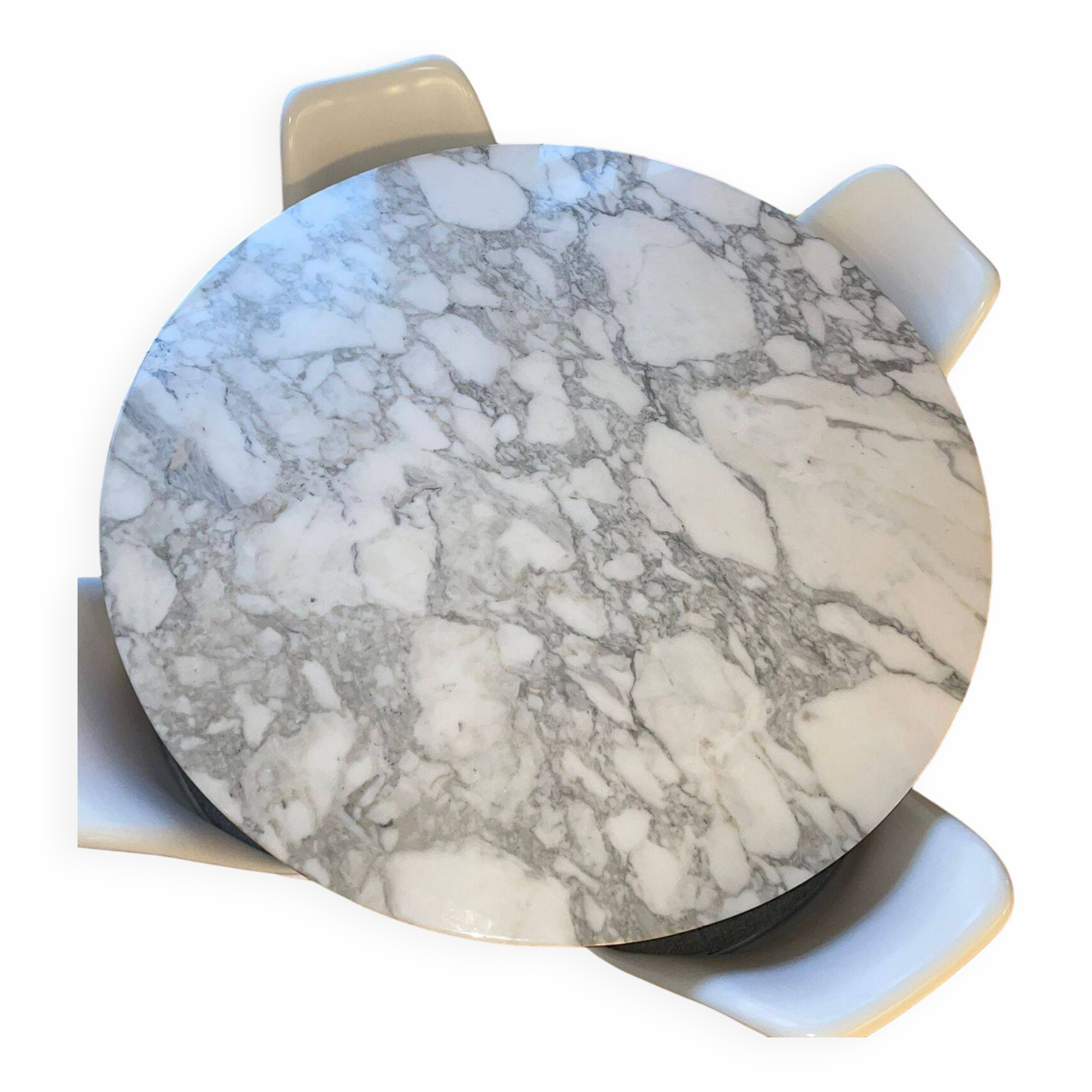 Saarinen marble table Edition Knoll and its 4 tulip chairs (set of 5)