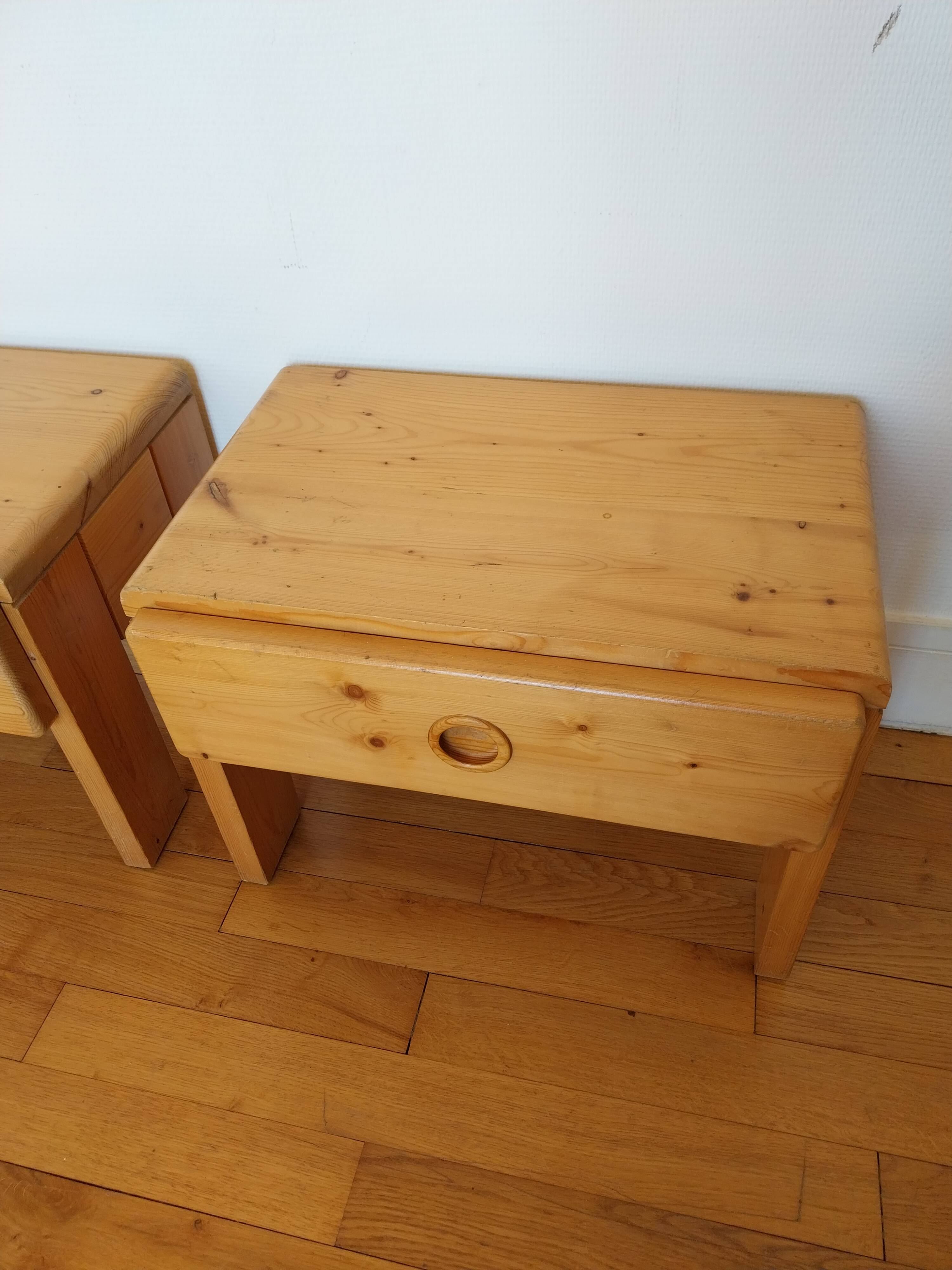 Pair of bedside tables Charlotte Perriand Les Arcs