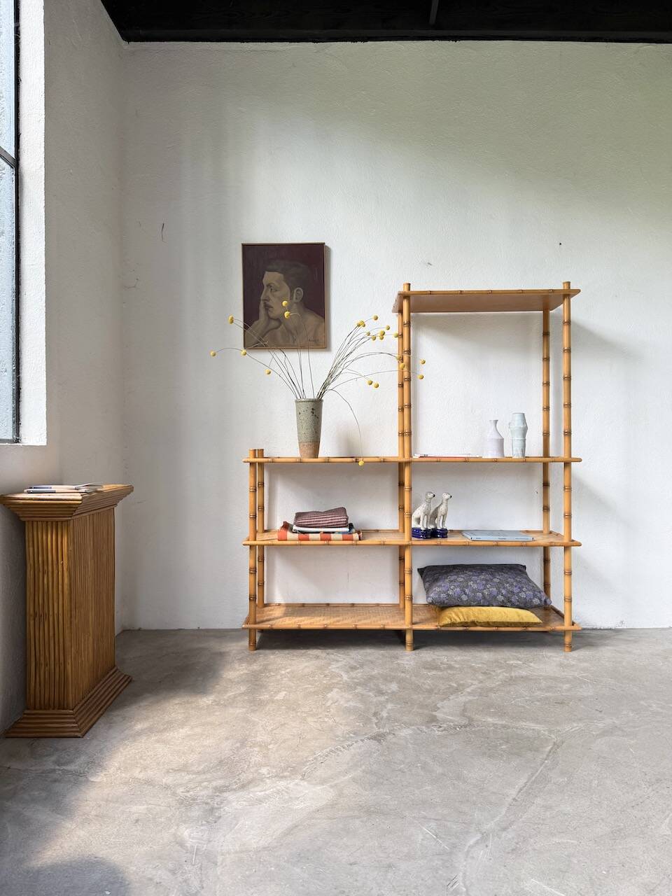 Large rattan shelf 1960