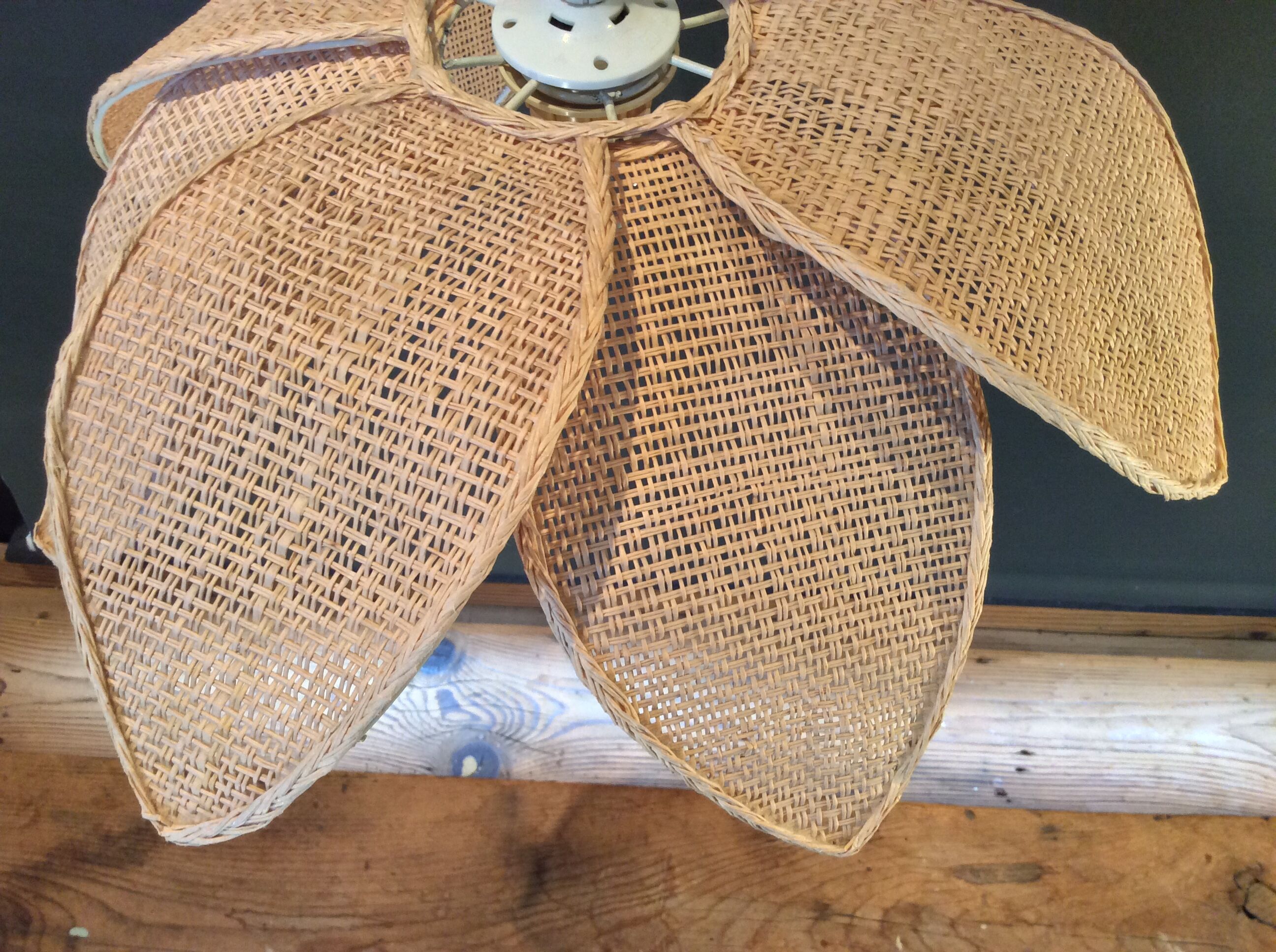 70s/80s braided straw hanging lamp