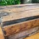 Antique French Wood Iron and Hide Handmade Wood Chest or Trunk