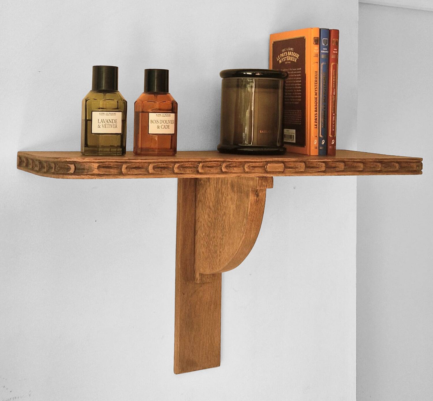 Solid oak wall shelf - Rustic Louis XVI style