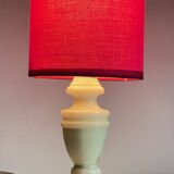 Lampe marbre et tissu fuchsia vintage