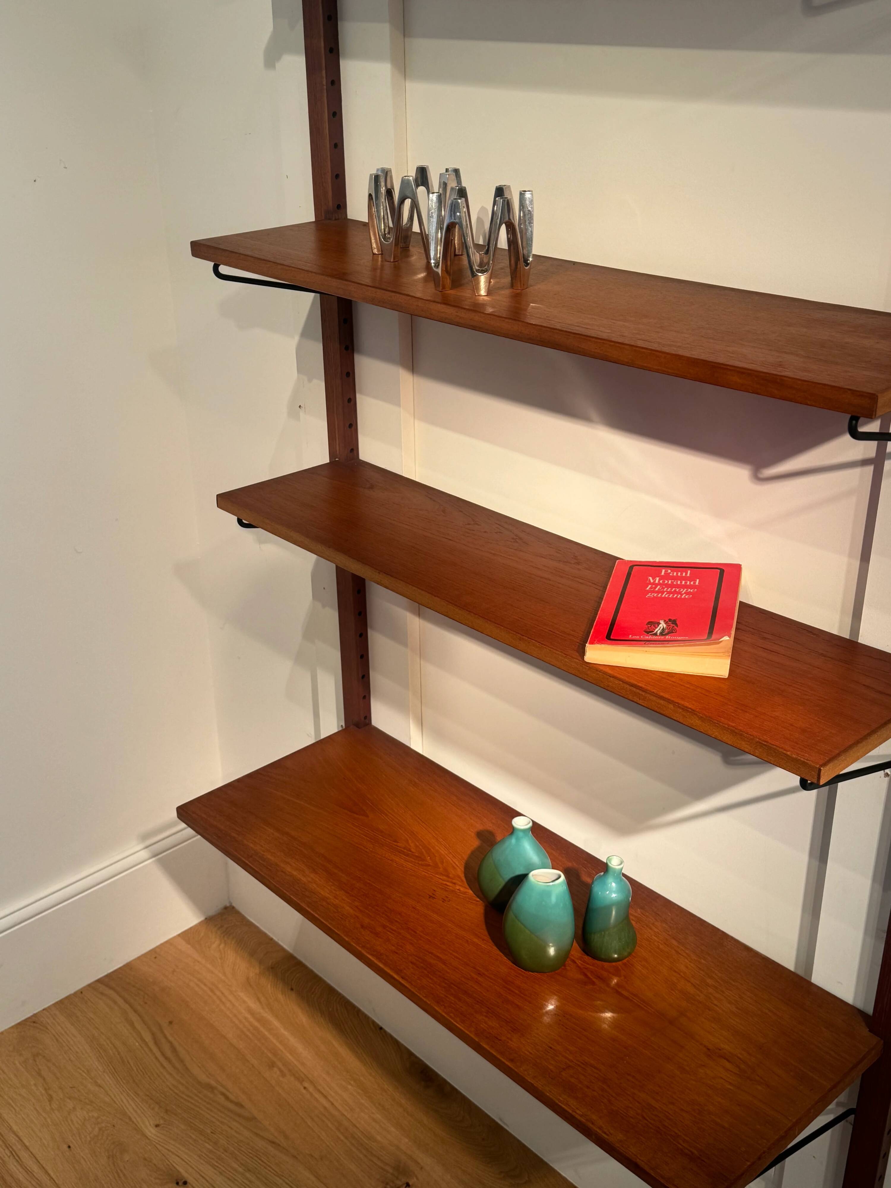 Vintage Scandinavian wall library in teak "Lisbet"