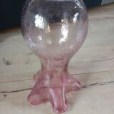 Pink bubble glass corolla vase