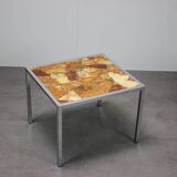 Mid-Century Resin and Stone Chrome Plated Coffee Table, 1970s, Germany