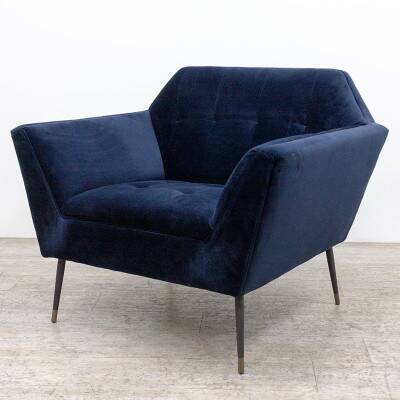 Fauteuil Dutchbone en velours bleu profond