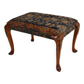 Tabouret ancien, en noyer, de style Régence anglaise, vers 1800-1820