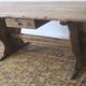 Large antique pine trestle dining table with drawer, Sweden 1780