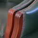 Set of 2 Green Cowhide Leather and Wooden Side/Dining/Office Chairs