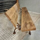 Antique garden bench French park bench oak with cast iron 218 cm