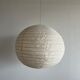 Hanging lamp in rattan and round japanese natural linen d:50