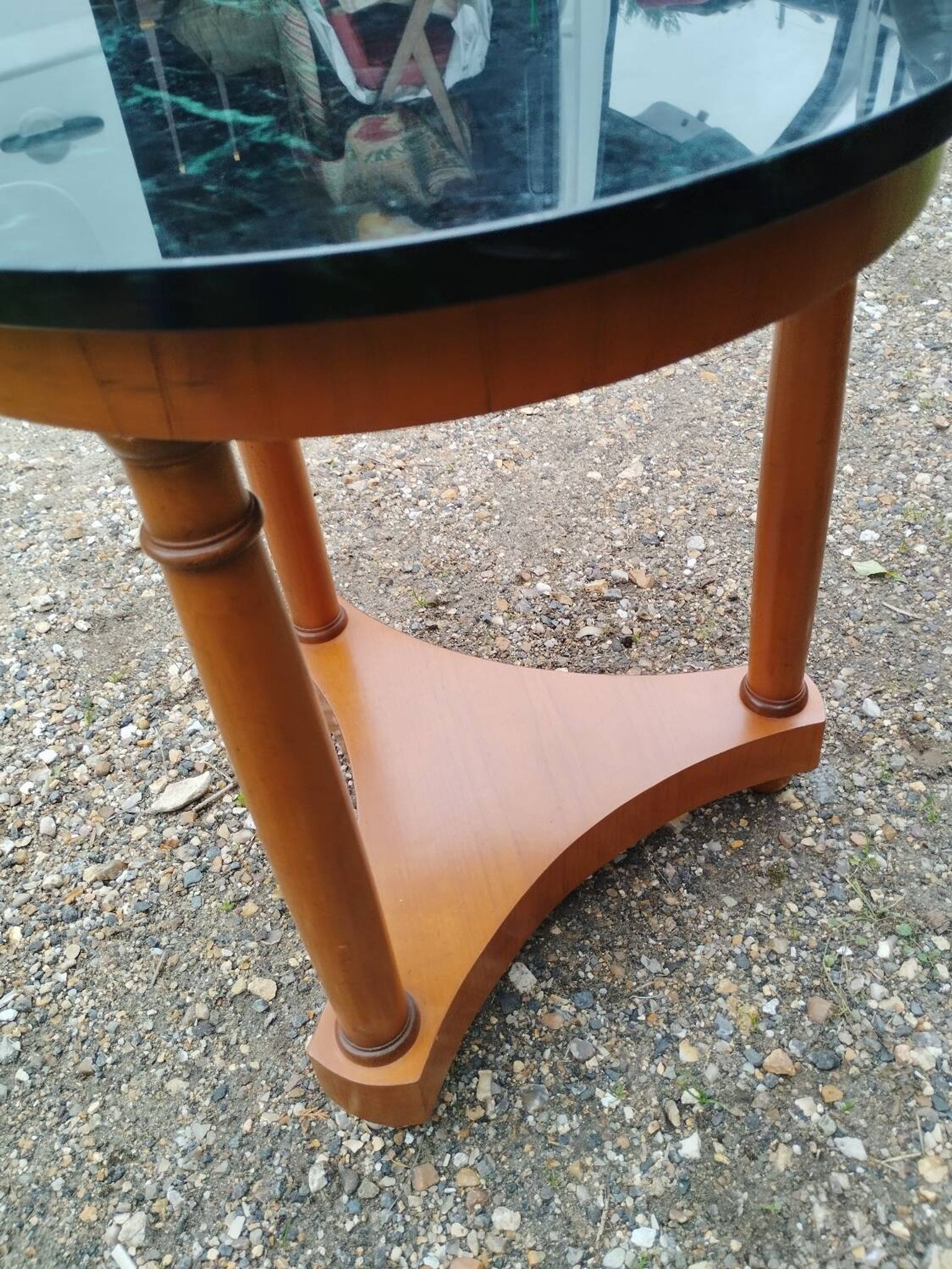 Antique Empire style pedestal table with marble top