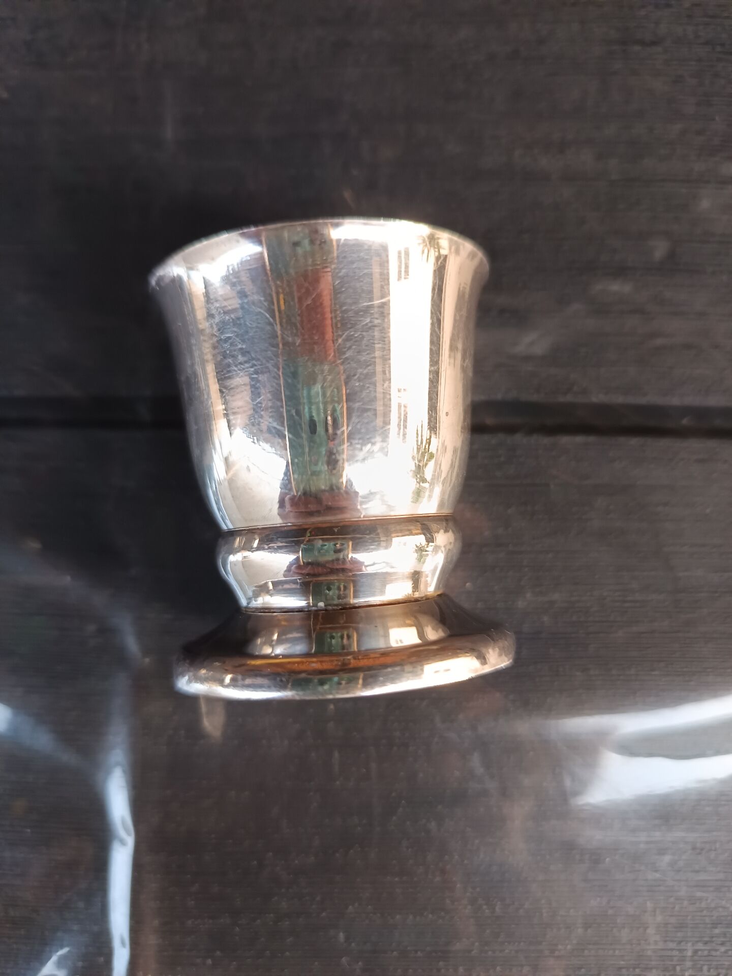 Antique Baptismal Cup + Silver-Plated Spoon - Bird Decoration -