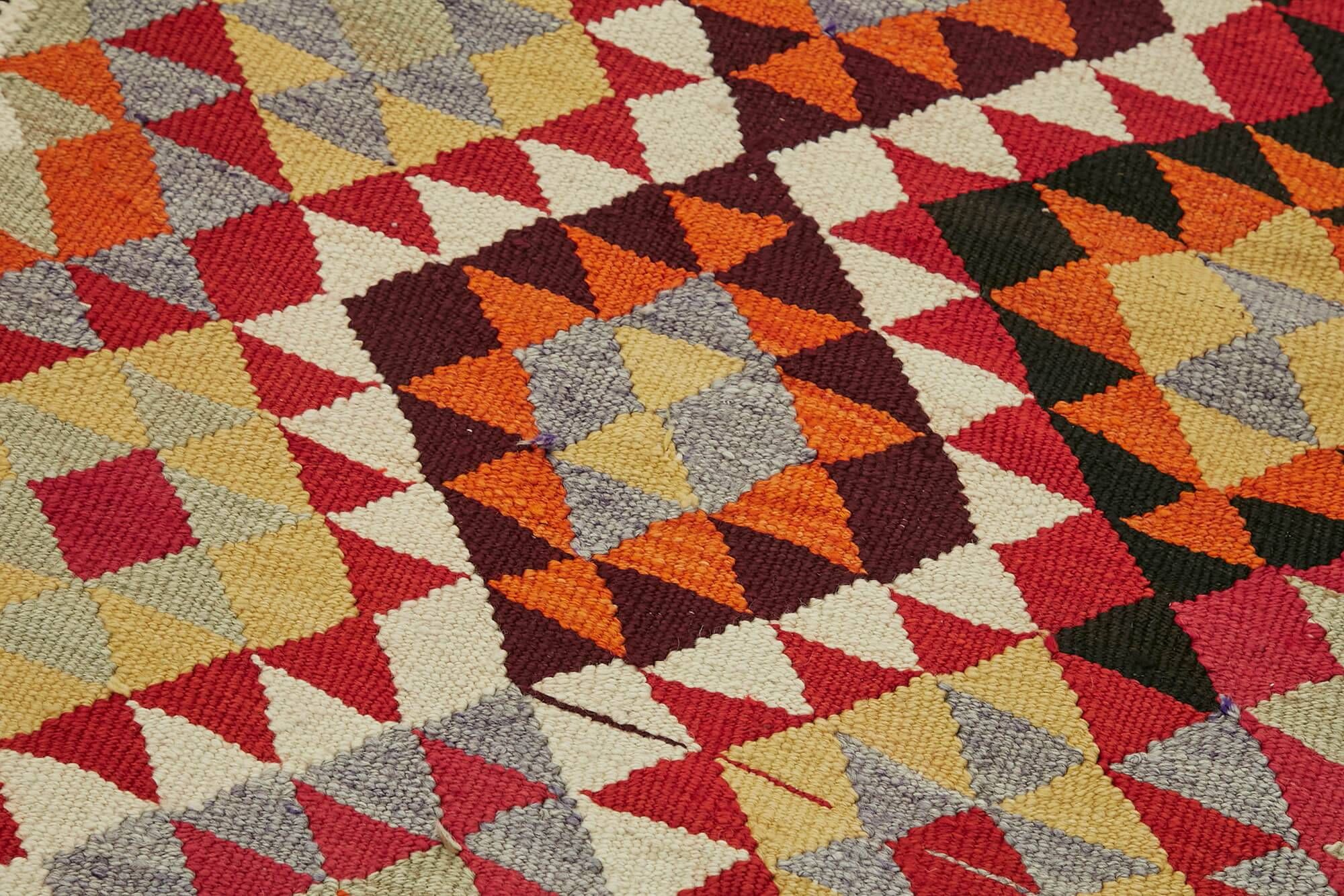 Turkish Handwoven Vintage Herki Kilim 102 cm x 320 cm