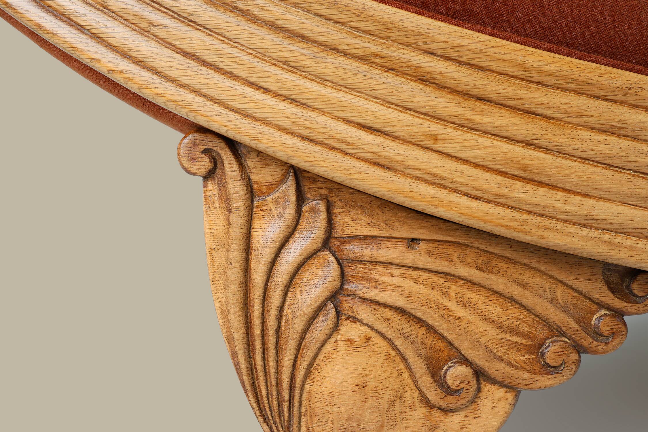 French hand carved oak daybed in Empire style