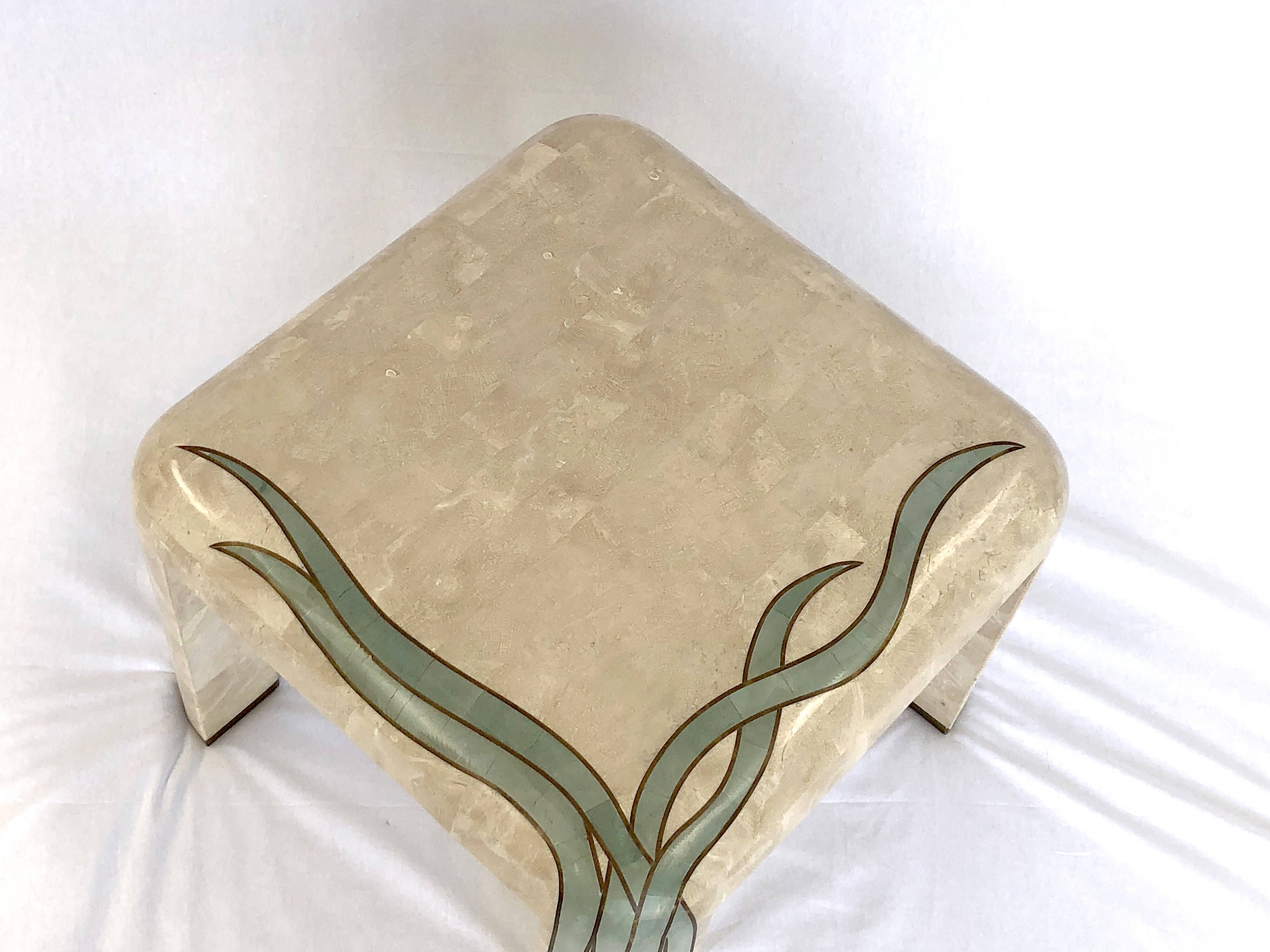 Travertine coffee/side table with brass inlay, 1970s