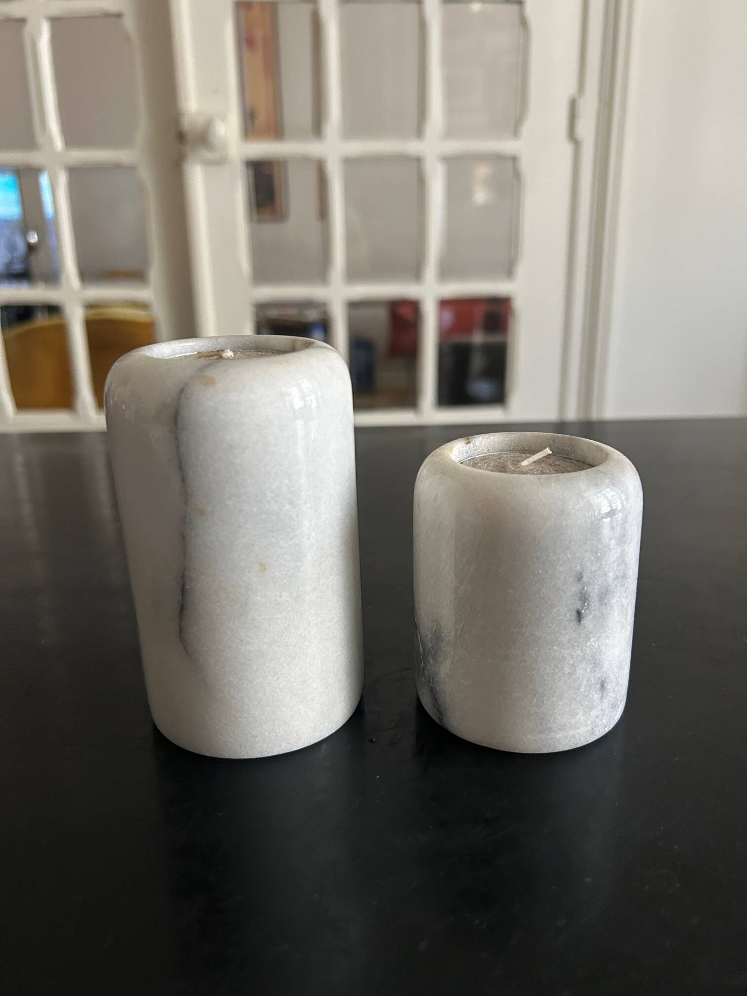 pair of marble candlesticks