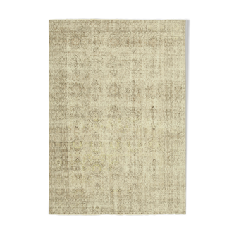 Handwoven antique anatolian beige carpet 200 cm x 284 cm